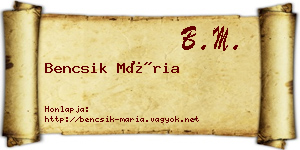 Bencsik Mária névjegykártya